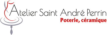 Saint André Perrin workshop, atelier de céramique, mixed clays, Paris Logo